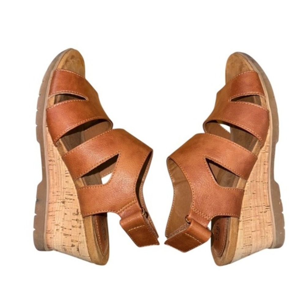 Eurosoft Sadra Tan Wedge Sandals‎ Womens 7.5M Pre-Owned Cork Heel Ankle Strap